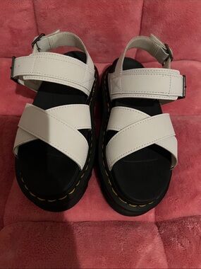 Dr. Martens White Leather Platform Sandals